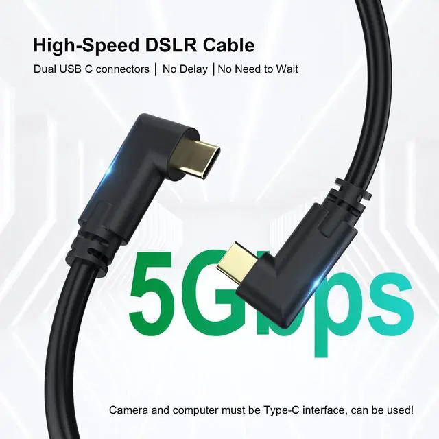 Alt view image 2 of 5 - COOYA Camera Tethering Cable USB C 90° Right Angle 5Gbps Fast Transfer & Connection Between Camera and Computer+Cable Lock Clamp for Sony A7 IV/III/A7R IV/A7C2, Canon R10 R8 R6 Nikon Z9 Z8 Z7, 16.4 ft