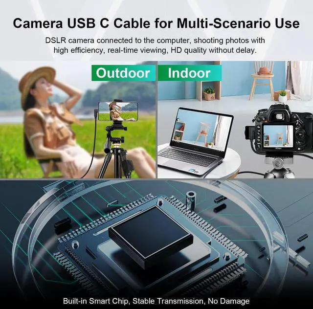 Alt view image 3 of 5 - COOYA Camera Tethering Cable USB C 90° Right Angle 5Gbps Fast Transfer & Connection Between Camera and Computer+Cable Lock Clamp for Sony A7 IV/III/A7R IV/A7C2, Canon R10 R8 R6 Nikon Z9 Z8 Z7, 16.4 ft