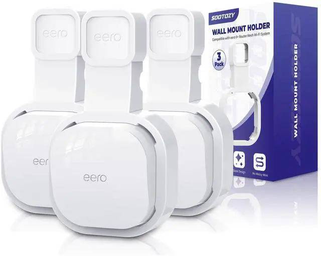 Main image of Wall Mount Holder for eero 6 and for eero 6+ Router Mesh Wi-Fi System  No Messy Wires, Space-Saving Outlet Wall Mount Holder for eero 6 Plus Extender, Stand Bracket for eero 6+ (White-3pcs)
