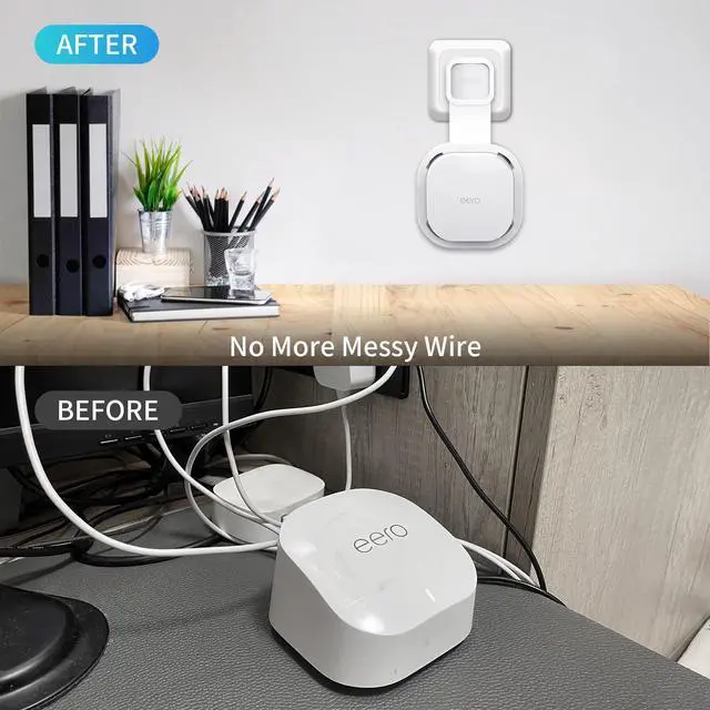 Alt view image 3 of 5 - Wall Mount Holder for eero 6 and for eero 6+ Router Mesh Wi-Fi System  No Messy Wires, Space-Saving Outlet Wall Mount Holder for eero 6 Plus Extender, Stand Bracket for eero 6+ (White-3pcs)