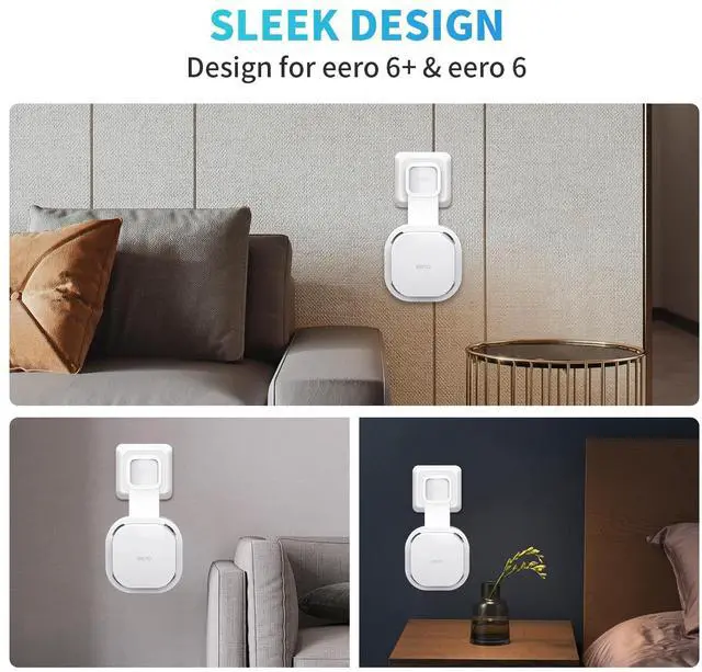 Alt view image 5 of 5 - Wall Mount Holder for eero 6 and for eero 6+ Router Mesh Wi-Fi System  No Messy Wires, Space-Saving Outlet Wall Mount Holder for eero 6 Plus Extender, Stand Bracket for eero 6+ (White-3pcs)