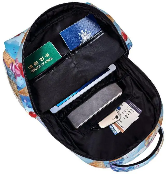 Alt view image 5 of 5 - Fun Ice Cream Backpack, Travel School Laptop Polyester Playful Watercolor Backpacks for Women Kids, Work Sports Back Pack Casual Daypack, Lightweight Rucksack Gifts for Gym Camping Hiking