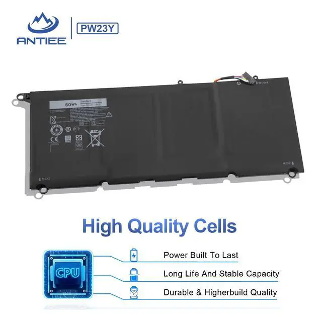 Alt view image 4 of 5 - PW23Y 60Wh Laptop Battery Replacement for Dell XPS 13 9360 3-9360-D1605G 13-9360-D1605T 13-9360-D1505 13-9360-D1505G 13-9360-D1609 13-9360-D1609G 13-9360-D1705G 13-9360-D1805TG RNP72 0RNP72 0TP1GT