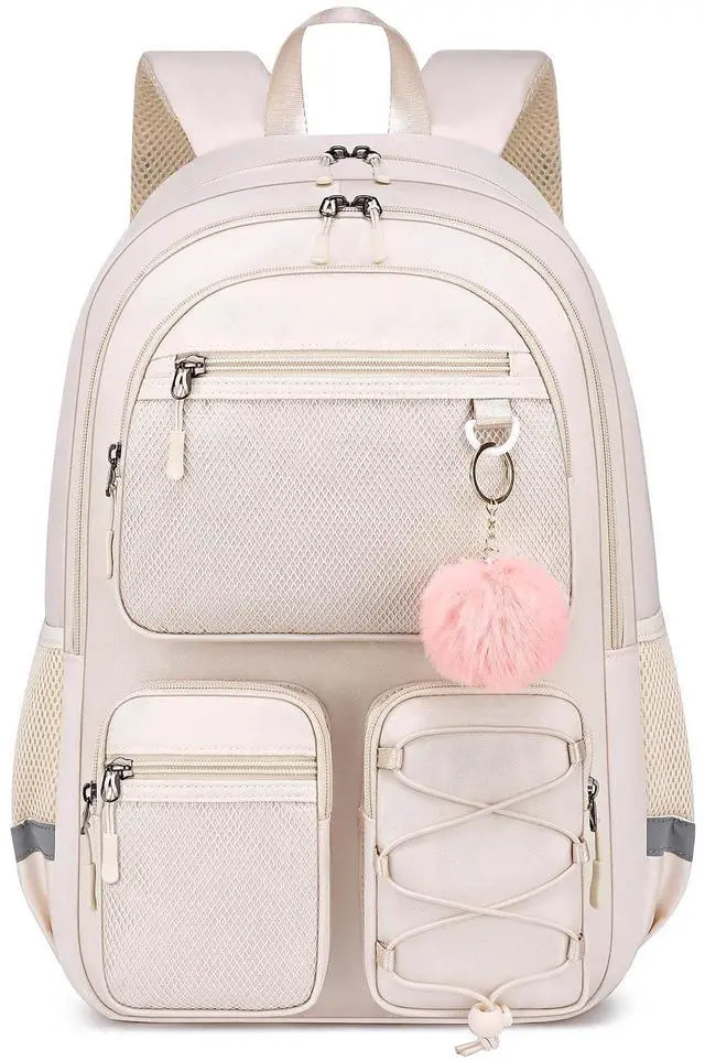 Main image of Liokesa School Backpack for Teen Girls, Cute College Back Pack for Women, Kids Backpack for Girls, Middle Students School BookBag, 15.6 Inch Laptop Bag Travel Back Pack, Beige
