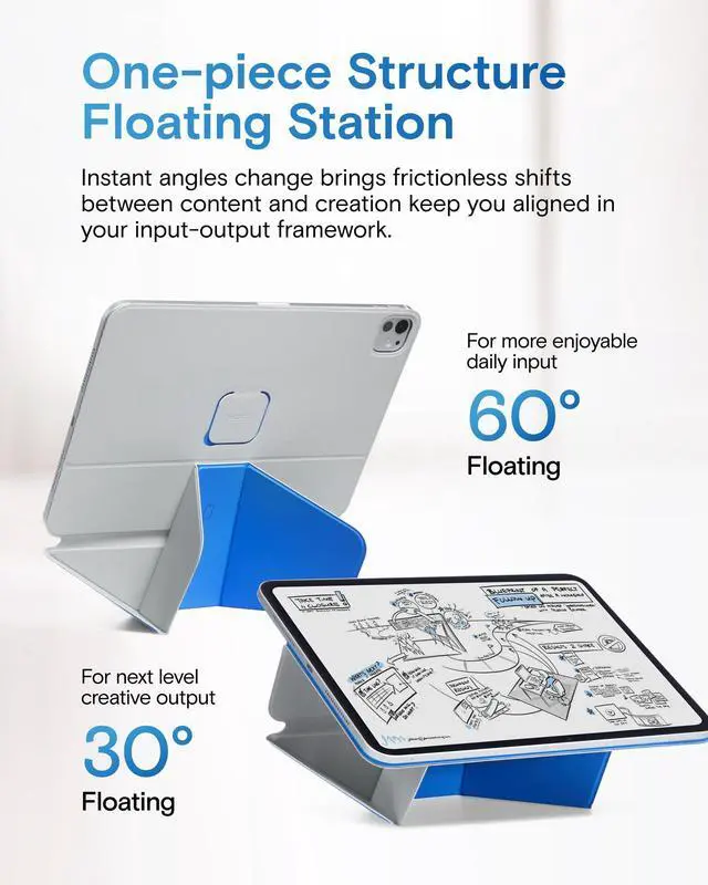 Alt view image 4 of 5 - MOFT Dynamic Folio Case for iPad Pro 13-inch(M5 2025/M4 2024), Silm Magnetic Stand Case with 20+ Viewing Angles, Auto Wake/Sleep, Ultra Thin, Cement x Sapphire