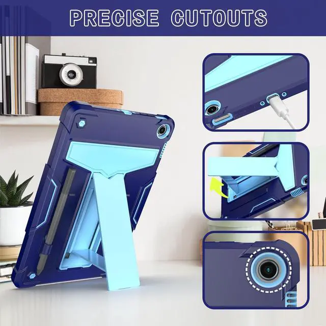 Alt view image 3 of 5 - elitegadget Case for Amazon Fire Max 11 (13th Generation, 2023 Released) - Heavy Duty Hybrid Protective Case Cover with Kickstand + 1 Screen Protector and 1 Random Stylus (Navy Blue/Blue)