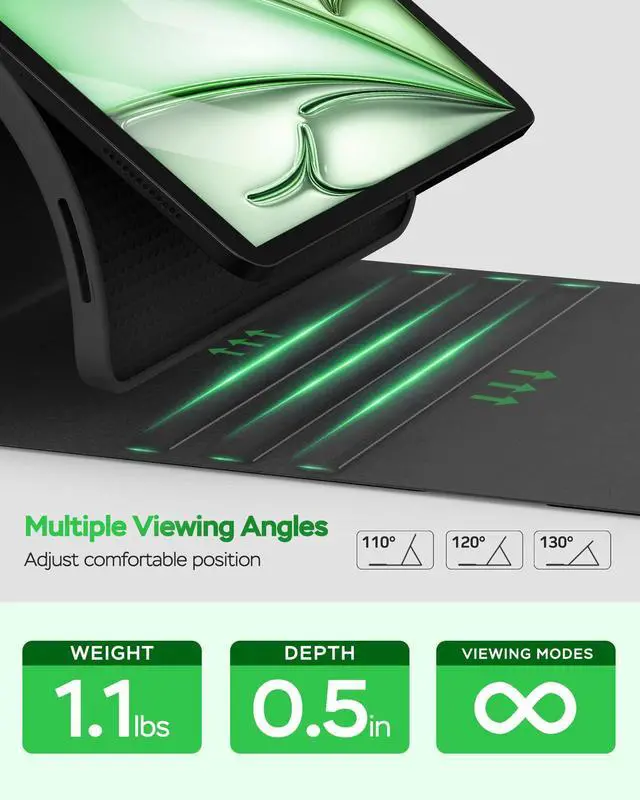 Alt view image 4 of 5 - Senyoson Keyboard Case for iPad Pro 12.9 inch (4th,5th, 6th Generation) & New Air 13 inch M2 /M3 (NOT FOR 13 PRO M4) - Wireless Detachable Keyboard- Pencil Holder, with Auto Sleep/Wake Function, Black