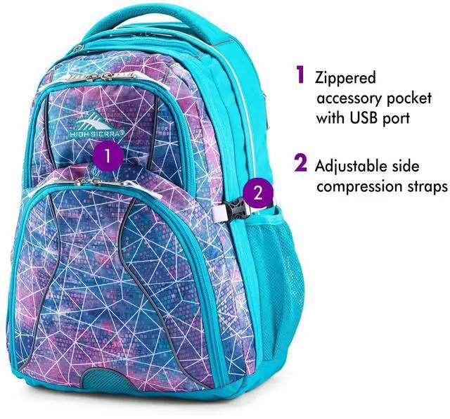 Alt view image 4 of 5 - High Sierra Swerve Laptop Backpack, Sequin Facets/Bluebird/White, One Size