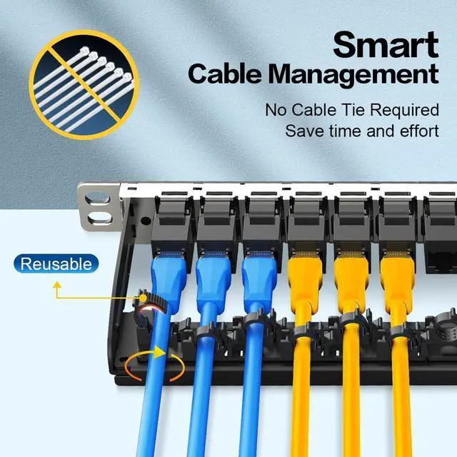 Alt view image 2 of 5 - Enmane 0.5U 24Port Cat6 Keystone Patch Panel (EC Listed) 19-inch Rackmount RJ45 Network Patch Panel with Smart Cable Management Bar