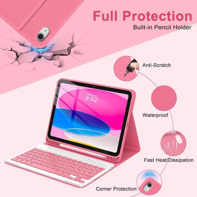 Alt view image 5 of 5 - COO for iPad A16 11th 10th Generation Case with Keyboard, Detachable Wireless Bluetooth Keyboard Case with Pencil Holder for iPad 11 inch 2025 10th Gen 10.9 Inch 2022