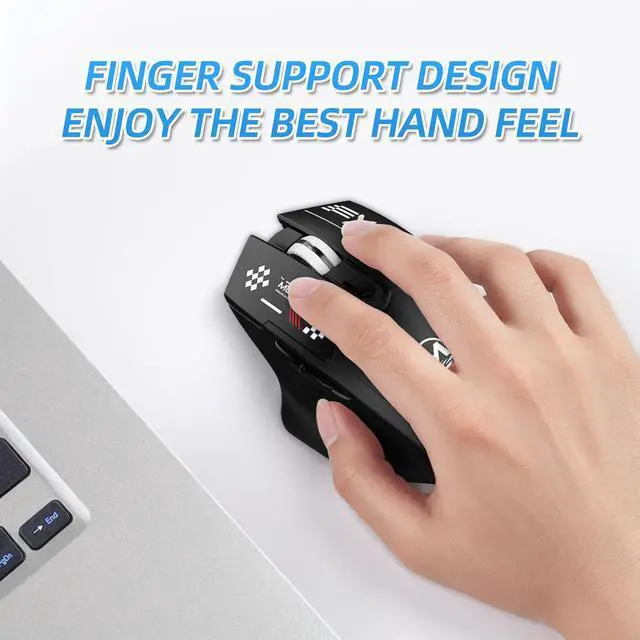 Alt view image 2 of 5 - Wireless Bluetooth Dual-Mode Mouse - Ergonomic Right-Handed Design, USB Unifying Receiver, and 2.4GHz Reliable Connection - Works for Computers and Laptops - Far Quieter Clicks Than Most Mice,Black