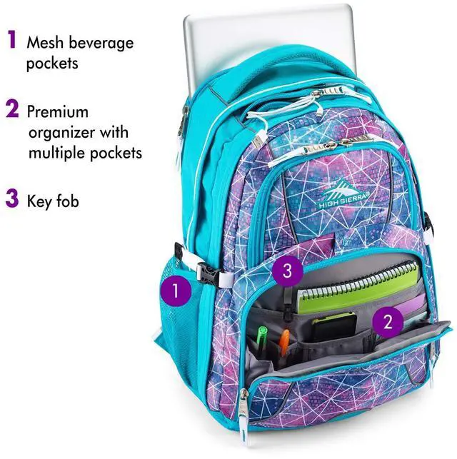 Alt view image 3 of 5 - High Sierra Swerve Laptop Backpack, Sequin Facets/Bluebird/White, One Size