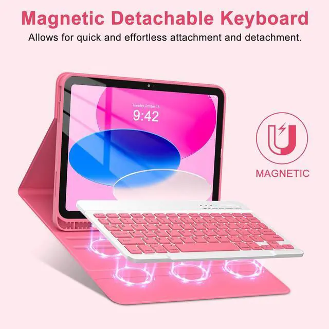 Alt view image 4 of 5 - COO for iPad A16 11th 10th Generation Case with Keyboard, Detachable Wireless Bluetooth Keyboard Case with Pencil Holder for iPad 11 inch 2025 10th Gen 10.9 Inch 2022