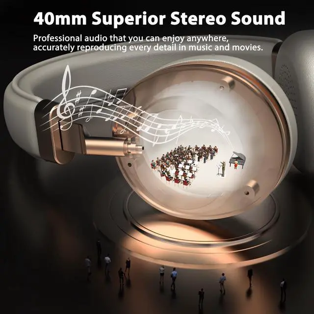 Alt view image 4 of 5 - Wireless Headset, Bluetooth Headset with Microphone, AI Noise Canceling Mic & USB Dongle, 45 Hrs Working Time V5.3 Wireless Headphones with Mic Mute for PC/Laptop/Office/Call Center/Zoom/Home/Phone