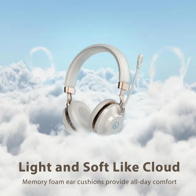 Alt view image 5 of 5 - Wireless Headset, Bluetooth Headset with Microphone, AI Noise Canceling Mic & USB Dongle, 45 Hrs Working Time V5.3 Wireless Headphones with Mic Mute for PC/Laptop/Office/Call Center/Zoom/Home/Phone