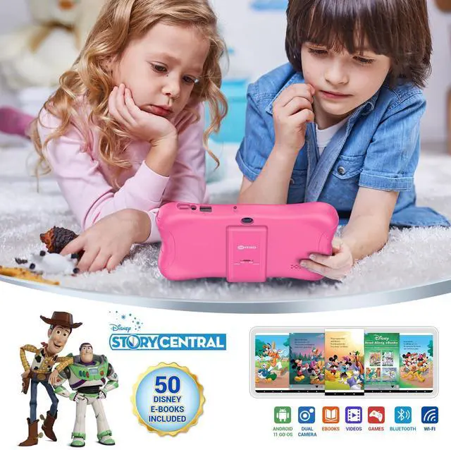 Alt view image 4 of 5 - Contixo 7 inch Kids Tablet Bundle - Android Tablets and Kids Wired Headphones, with 50+ Disney Storybooks (Value $200), WiFi, 32GB ROM, Learning Tablet for Kids - Pink