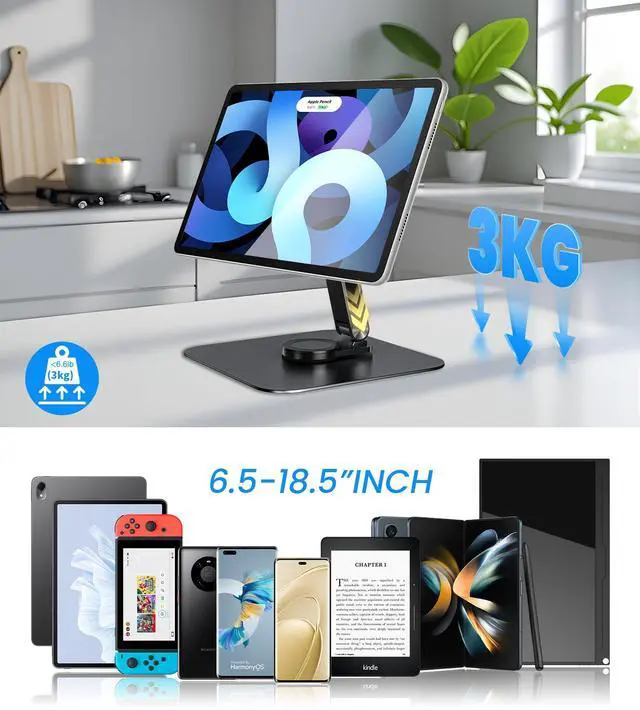 Alt view image 2 of 5 - Adjustable Portable Magnetic Monitor/iPhone/Tablet Stand Magnetic Quick-Release - Foldable 10.1 10.5 11 11.6 12 12.5 15.6 17 17.3 18 18.5 inch Portable Monitor iPad Air mini Pro Samsung POS, Kindle