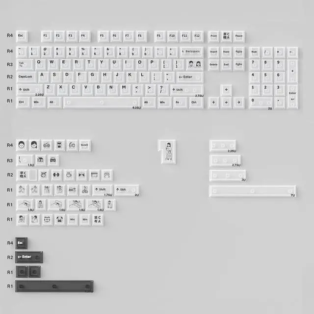 Alt view image 5 of 5 - 151 Keys Transparent Cherry Profile Keyboard Keycaps, Backlit Crystal PC Keycap Set, Custom Keycaps 75 Percent Shine Through RGB Mechanical Keyboard