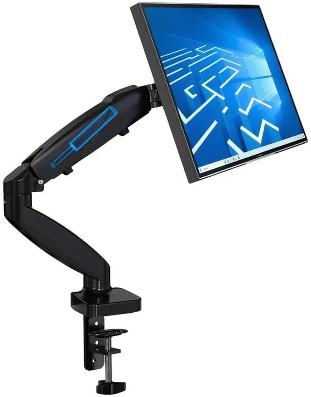 Main image of NSY Audio Single Monitor Arm Mount for 13-32 Inch Screens - Gas Spring Adjustable Stand with VESA 75x75/100x100, Clamp & Grommet Base, Holds Up to 20 lbs LCD Computer Monitors, Ergonomic Desk Mount
