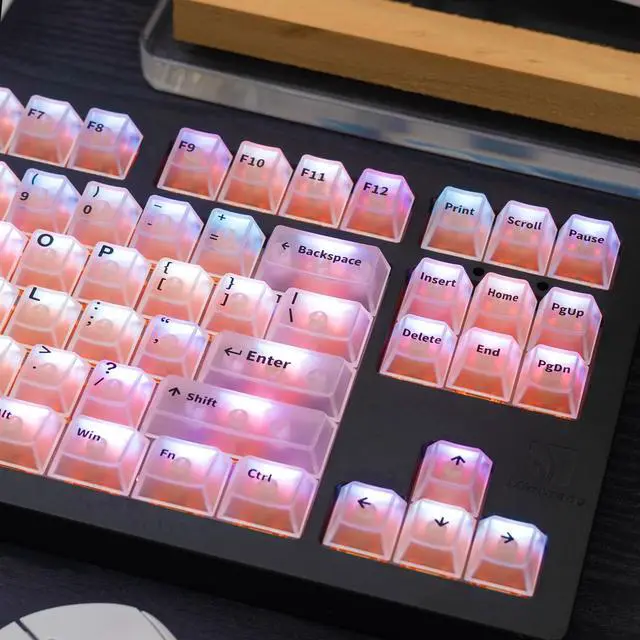 Alt view image 3 of 5 - 151 Keys Transparent Cherry Profile Keyboard Keycaps, Backlit Crystal PC Keycap Set, Custom Keycaps 75 Percent Shine Through RGB Mechanical Keyboard
