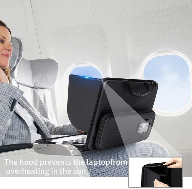 Alt view image 4 of 5 - BUG 14.2-15.6 Inch Laptop Sun Shade Bag, Chromebook Protective Sleeve Case Shoulder Bag with Sun Hood Foldable Portable Shield Cover for Working Outside, Computer Hard Shell Case(Patent Pending)