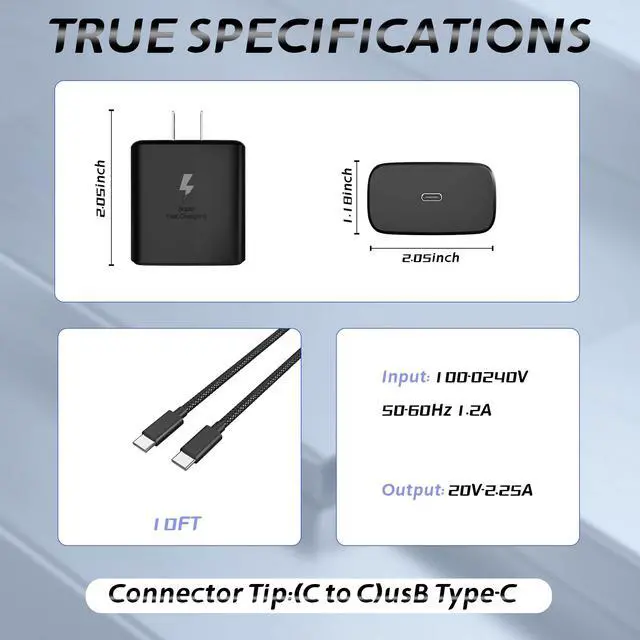 Alt view image 4 of 5 - 2025 New 2 Pack 45w USB-c Charger Super Fast Charger Type C Android Phone Charging Replacement for Samsung Galaxy S25 S24 Ultra/S23 Ultra/S22 Plus/S21/Note 20/Note10+