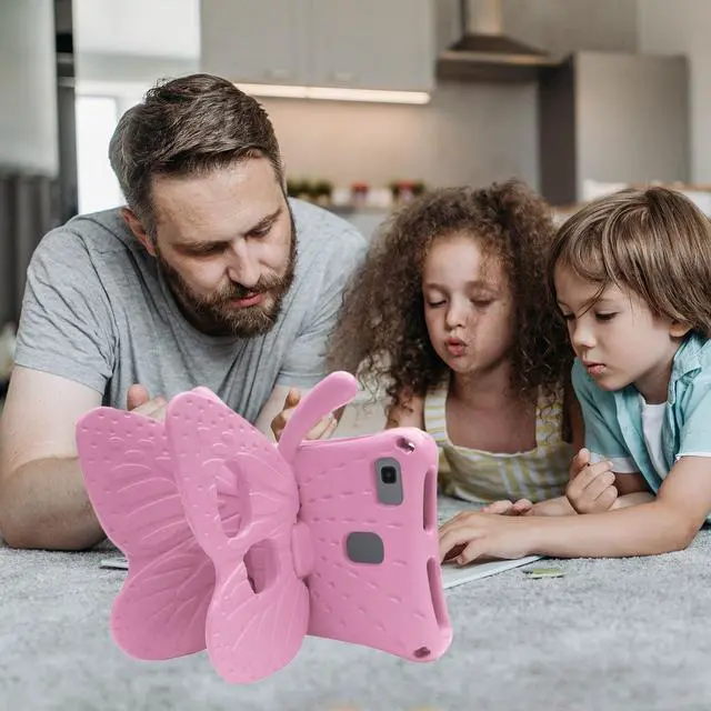 Alt view image 2 of 5 - Tading Universal Kids Case for Sunshine T1 Tablet/Sunshine T1 Elite Tablet Case, Shockproof Light Weight Protective Stand Cover for Cloud Mobile Sunshine T1 Tablet 8 inch, Cute Butterfly - Pink