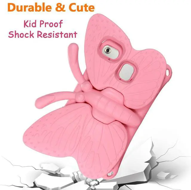 Alt view image 3 of 5 - Tading Universal Kids Case for Sunshine T1 Tablet/Sunshine T1 Elite Tablet Case, Shockproof Light Weight Protective Stand Cover for Cloud Mobile Sunshine T1 Tablet 8 inch, Cute Butterfly - Pink