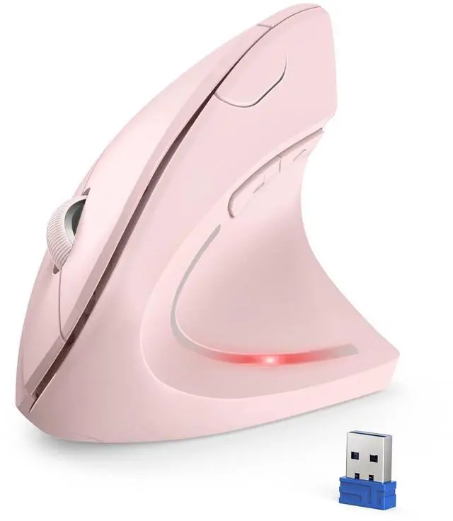 Main image of TECKNET Ergonomic Wireless Vertical Mouse - 4800 DPI, 5 Adjustable Levels, 2.4GHz Optical, 6 Buttons for Carpal Tunnel - Laptop, Desktop, PC, MacBook Compatible - Pink