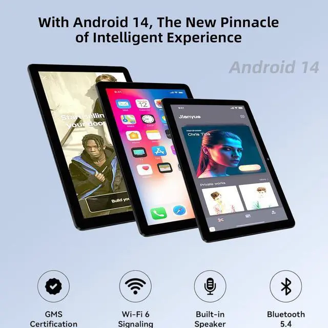 Alt view image 3 of 5 - Rebecco Android 14 Tablet 10 Inch 10GB +128GB Octa Core,Gaming Tablet with OTG Transmission and Wi-Fi 6G 6000mAh, 8+5MP Dual Camera,Bluetooth 5.3, Latest Tablets with Widevin L1