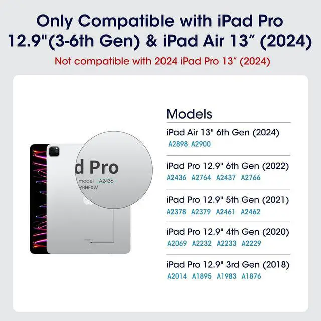 Alt view image 2 of 5 - PITAKA iPad Pro 12.9 Case, Compatible with iPad Air 13 Inch M3/M2 & 2022/2021/2020/2018 iPad Pro 12.9 (3-6th Gen), Lightweight Portrait/Landscape Magnetic Case with 4 Standing Angles - Blue