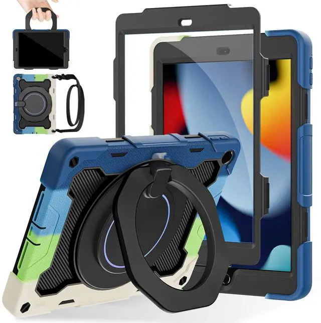 Main image of ROISKIN for iPad 10.2 Case 9th 8th 7th Generation with Screen Protector [15ft Drop Protection], 360 Rotating Kickstand Shoulder Strap Hand Grip Pencil Holder Kids Case for iPad 10.2 inch Case