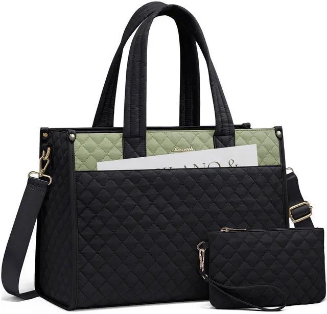 Main image of LOVEVOOK Laptop Tote Bag for Women,Canvas Work Tote Bag for Women with Clutch Purse,15.6 Inch Computer Briefcase Bag,Professional Teacher Business Office,Lightweight Shoulder Travel