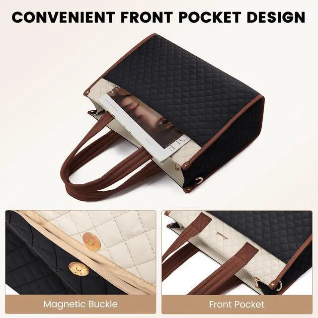 Alt view image 2 of 5 - LOVEVOOK Laptop Tote Bag for Women,Canvas Work Tote Bag for Women with Clutch Purse,15.6 Inch Computer Briefcase Bag,Professional Teacher Business Office,Lightweight Shoulder Travel