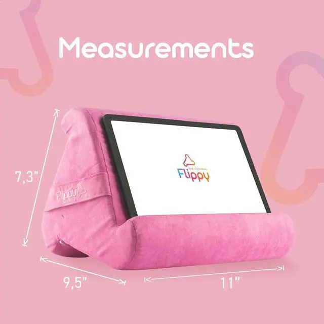 Alt view image 2 of 5 - Flippy Tablet Pillow Stand - Cushion Tablet Stand & Holder, Bed Support for Lap and Desk, Compatible with Phone & Book Reading: Kindle, iPad Pro, iPhone & Samsung - in The Pink Baby