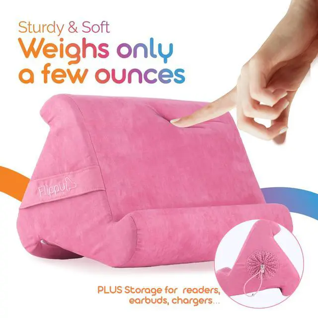 Alt view image 3 of 5 - Flippy Tablet Pillow Stand - Cushion Tablet Stand & Holder, Bed Support for Lap and Desk, Compatible with Phone & Book Reading: Kindle, iPad Pro, iPhone & Samsung - in The Pink Baby