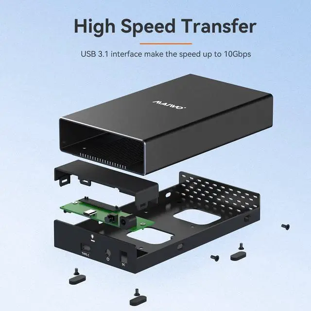 Alt view image 4 of 5 - MAIWO SAS Drive Enclosure with USB-C Hub for 2.5/3.5 inch, 3.5 SATA Drive Enclosure with 10Gbps Hub Extenstion