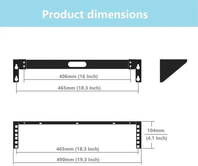Alt view image 3 of 5 - QiaoYoubang 2U Foldable Wall Mount Patch Panel Bracket -Vertical Wall Mount Rack for 19 inches Networking Equipments Including Hardware