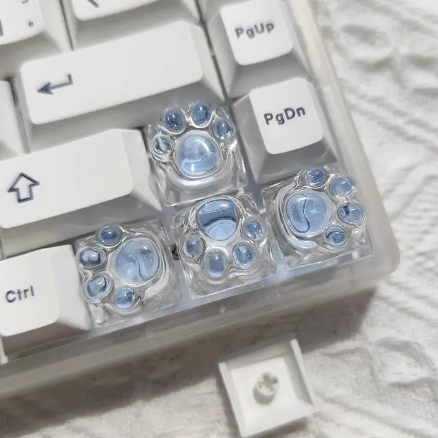 Main image of Elacgap Cat Claw Keycap Cute Drip Glue Backlight Keycaps DIY ESC Arrow Key Keycap Replacement for Cherry MX Gaming Mechanical Keyboard (4Keys Blue Transparent)