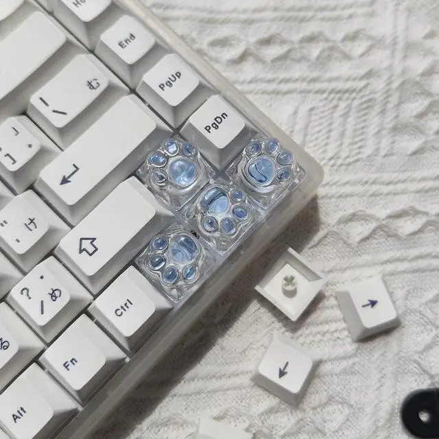 Alt view image 3 of 5 - Elacgap Cat Claw Keycap Cute Drip Glue Backlight Keycaps DIY ESC Arrow Key Keycap Replacement for Cherry MX Gaming Mechanical Keyboard (4Keys Blue Transparent)