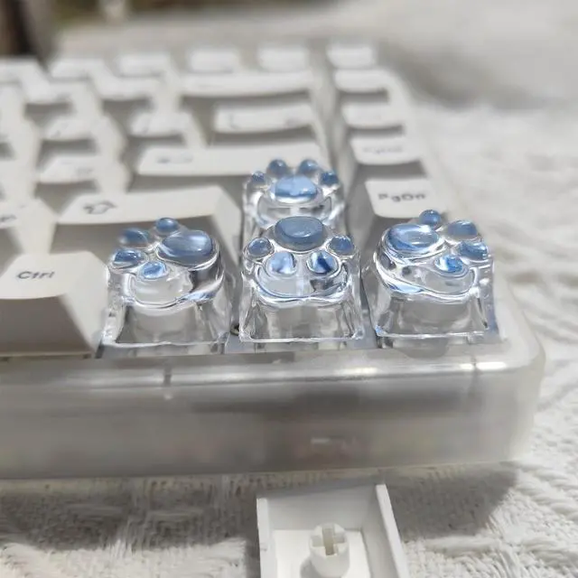 Alt view image 2 of 5 - Elacgap Cat Claw Keycap Cute Drip Glue Backlight Keycaps DIY ESC Arrow Key Keycap Replacement for Cherry MX Gaming Mechanical Keyboard (4Keys Blue Transparent)