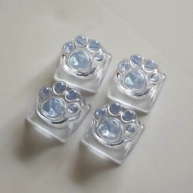 Alt view image 4 of 5 - Elacgap Cat Claw Keycap Cute Drip Glue Backlight Keycaps DIY ESC Arrow Key Keycap Replacement for Cherry MX Gaming Mechanical Keyboard (4Keys Blue Transparent)