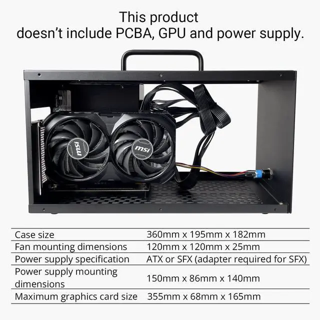 Alt view image 4 of 5 - ANQUORA eGPU Dock Chassis (Not Includes Circuit Board) Compatible with ANQ-L336 Motherboard, Metal Case for eGPU