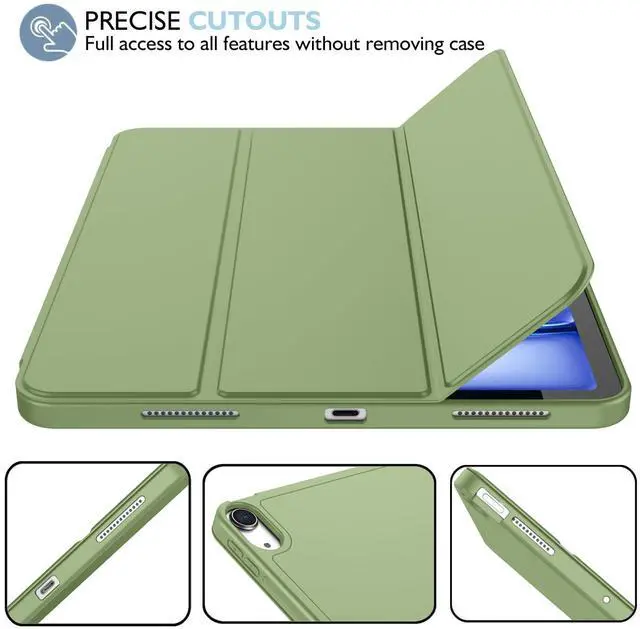 Alt view image 3 of 5 - iMieet iPad Air 11 Inch Case M3(2025) / M2 (2024), iPad Air 5th/4th Generation Case 2022/2020 10.9 Inch with Pencil Holder,Trifold Stand Smart Case with Soft TPU Back(Olive Green)