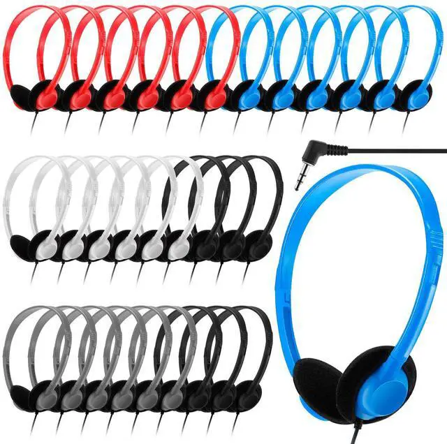 Main image of Yunsailing 30 Pack Class Set Headphones for Students Bulk School Headsets Earphones with 3.5mm Jack Classroom Must Haves Teacher Supplies for Adults Laptop Computer(Bright Color)