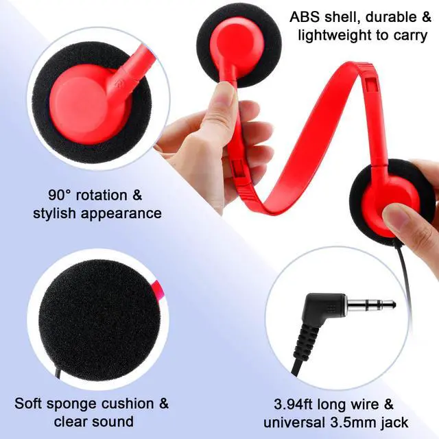 Alt view image 3 of 5 - Yunsailing 30 Pack Class Set Headphones for Students Bulk School Headsets Earphones with 3.5mm Jack Classroom Must Haves Teacher Supplies for Adults Laptop Computer(Bright Color)