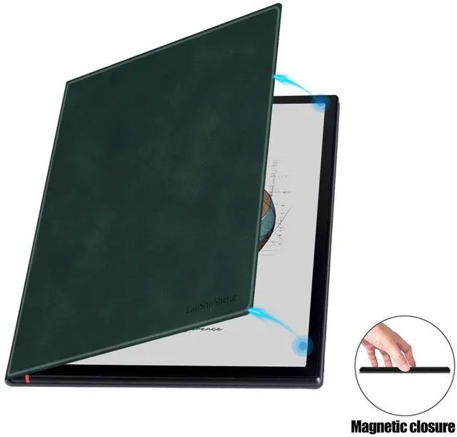 Alt view image 3 of 5 - LaoShuSheng Magnetic Case for 10.3" Boox Note Air 5 C (2025) / Boox Note Air 4 C (2024) & Note Air 3 C Tablet - Ultra-Thin Lightweight,PU Leather Book Folio Cover with Auto Sleep/Wake (Green)