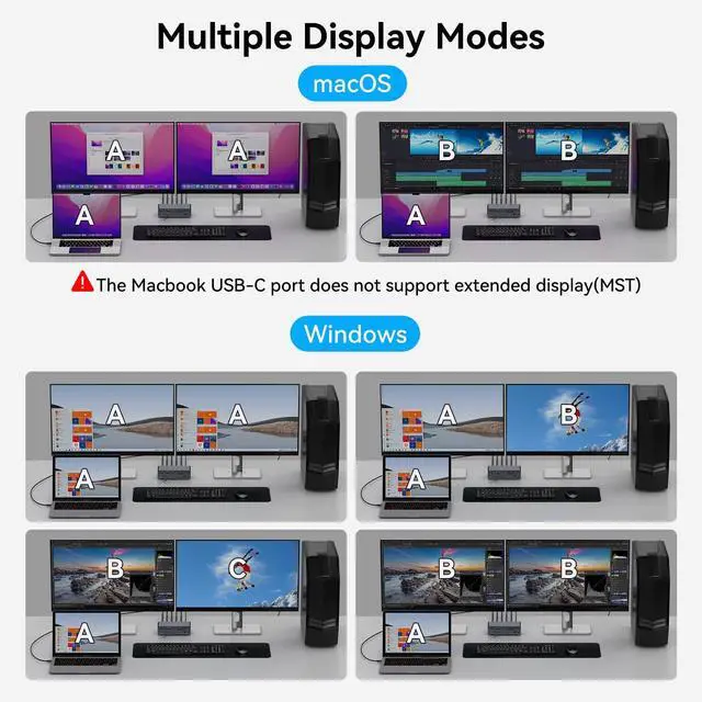 Alt view image 4 of 5 - DGYBDFC KVM Docking Station 4K60Hz HDMI & 4K120Hz DP KVM Switch 2 Monitors 2 Computers for Laptop and Desktop 10Gbps USBC+USBA 3.2 Date 5Gbps USB3.0 Date and SD/microSD Card Slots