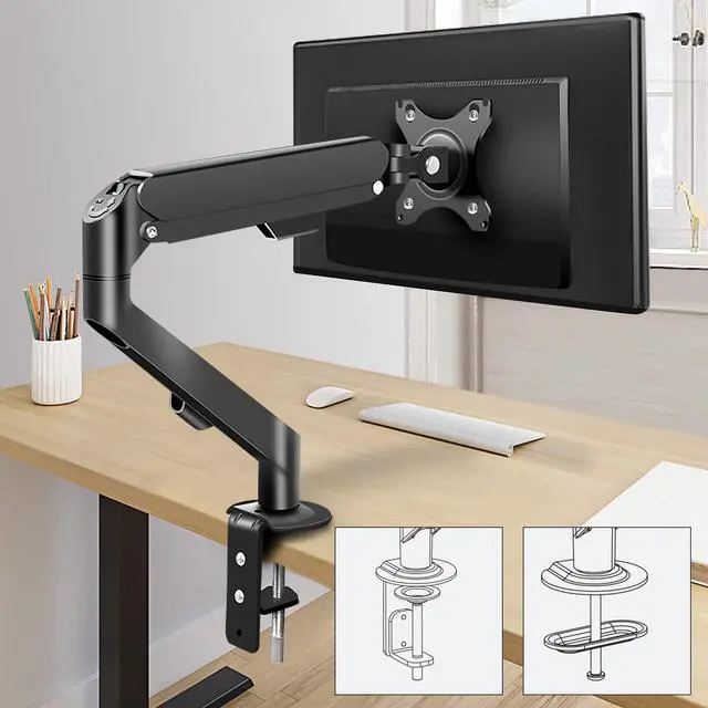 Alt view image 3 of 5 - HILLPORT Monitor Arm Desk Mount Single 17-34 inch Portable Adjustable Vesa Stand Gas Spring Desktop Bracket 4.4 to 19.8 lbs with Clamp and Grommet Screen Up to 34 inch Computer pc M5-B