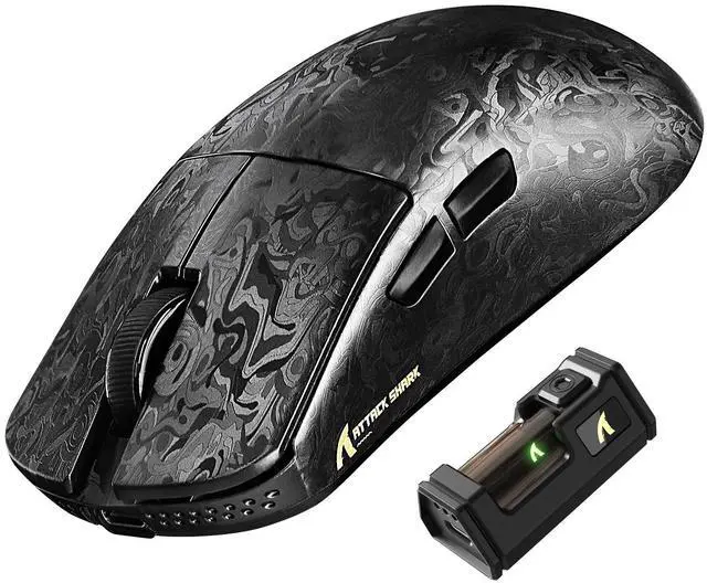 Main image of ATTACK SHARK R11 Ultra 8K Carbon Fiber Wireless Gaming Mouse,PAW3950MAX 42K DPI Sensor,49g Superlight Ergonomic Computer Mice with Tri-Mode,70M Switch Cloud Driver for Win/Mac/PC Gamer,Ink Blade